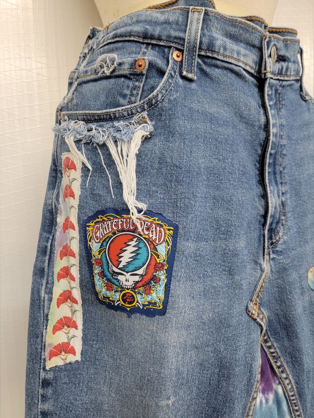 Upcycled Levi's Grateful Dead Maxi Jean Skirt